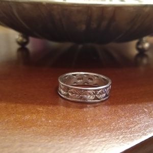 Vintage Eternity band Sterling leaf wedding ring